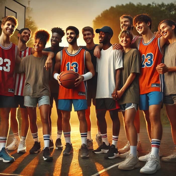 équipe de jeunes joueurs de basketball