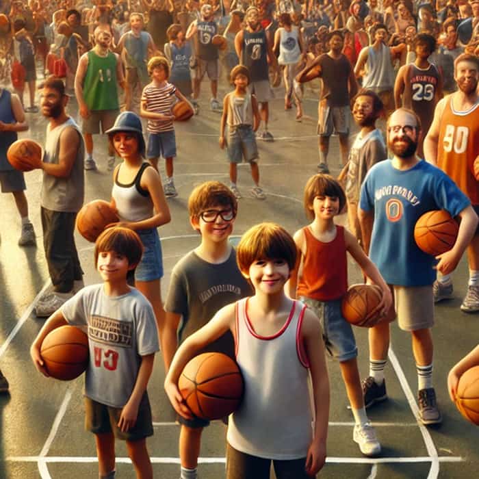 membres du club Basket Livradais sur un terrain de basket